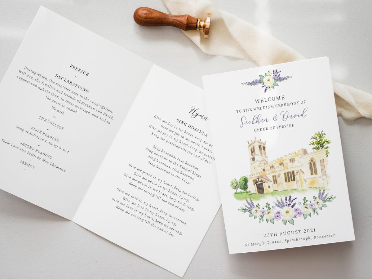 Custom Order of Services for Weddings Splendid Swan