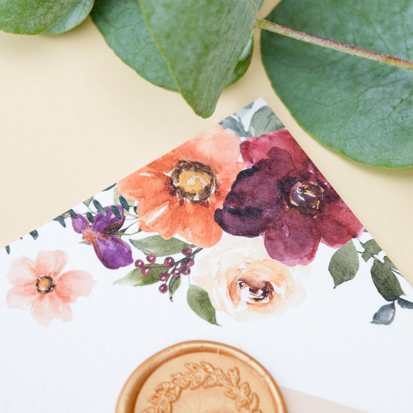autumnal floral wedding menu keepsake with guest name