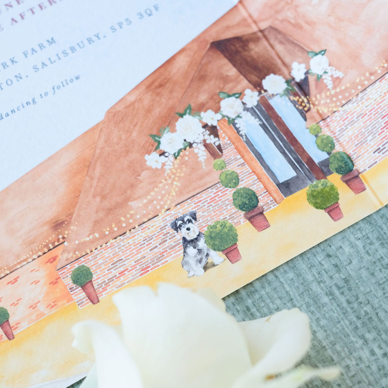 Barford Park barn wedding invitation