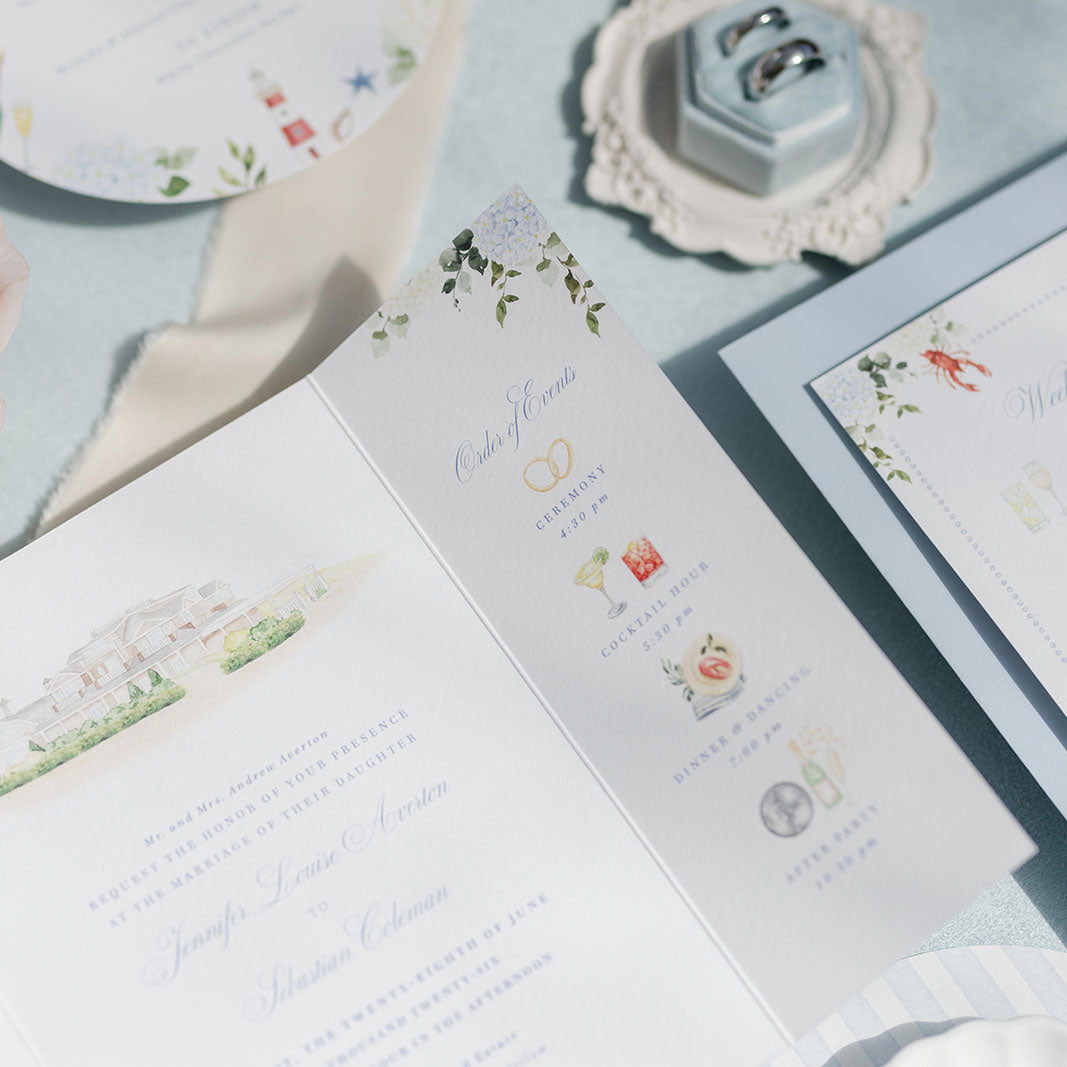 Bonnet Island Coastal Wedding Invitation