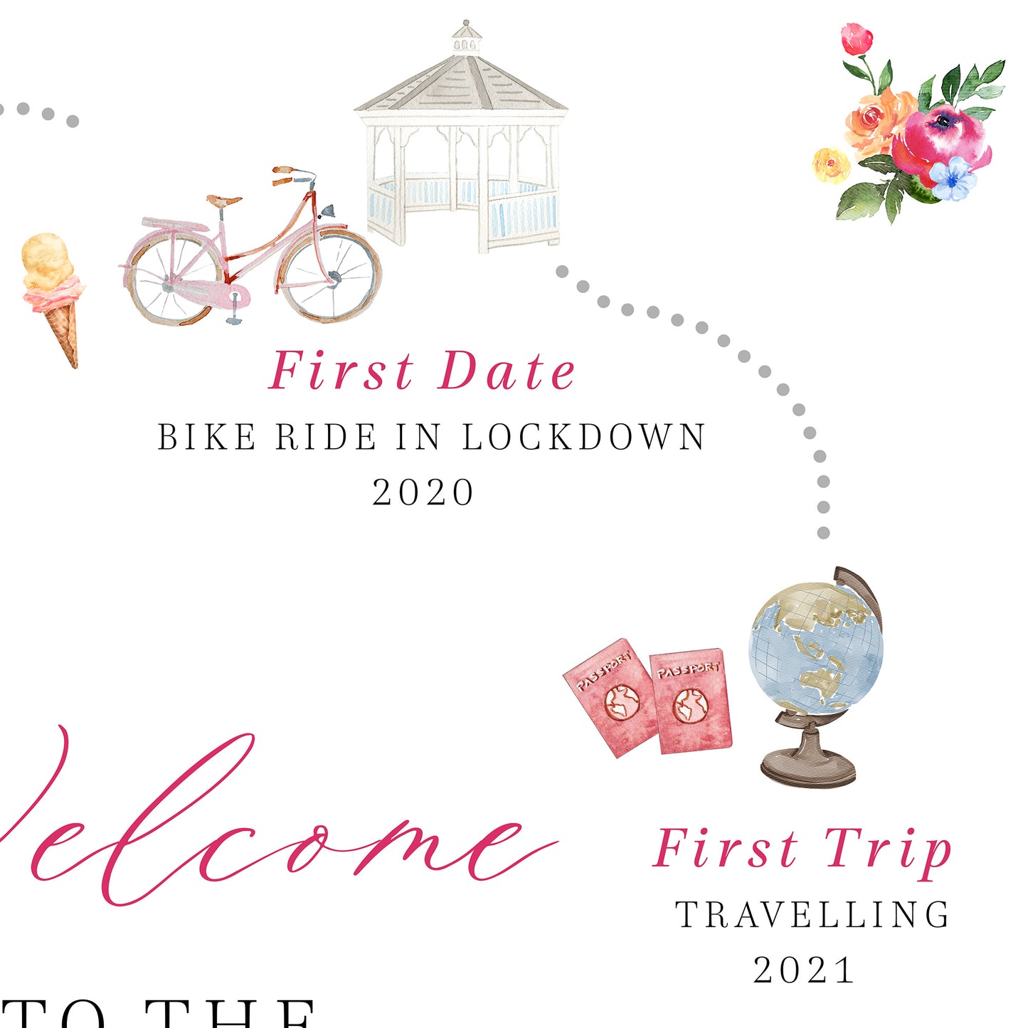 Pink Love Story Wedding Welcome Board