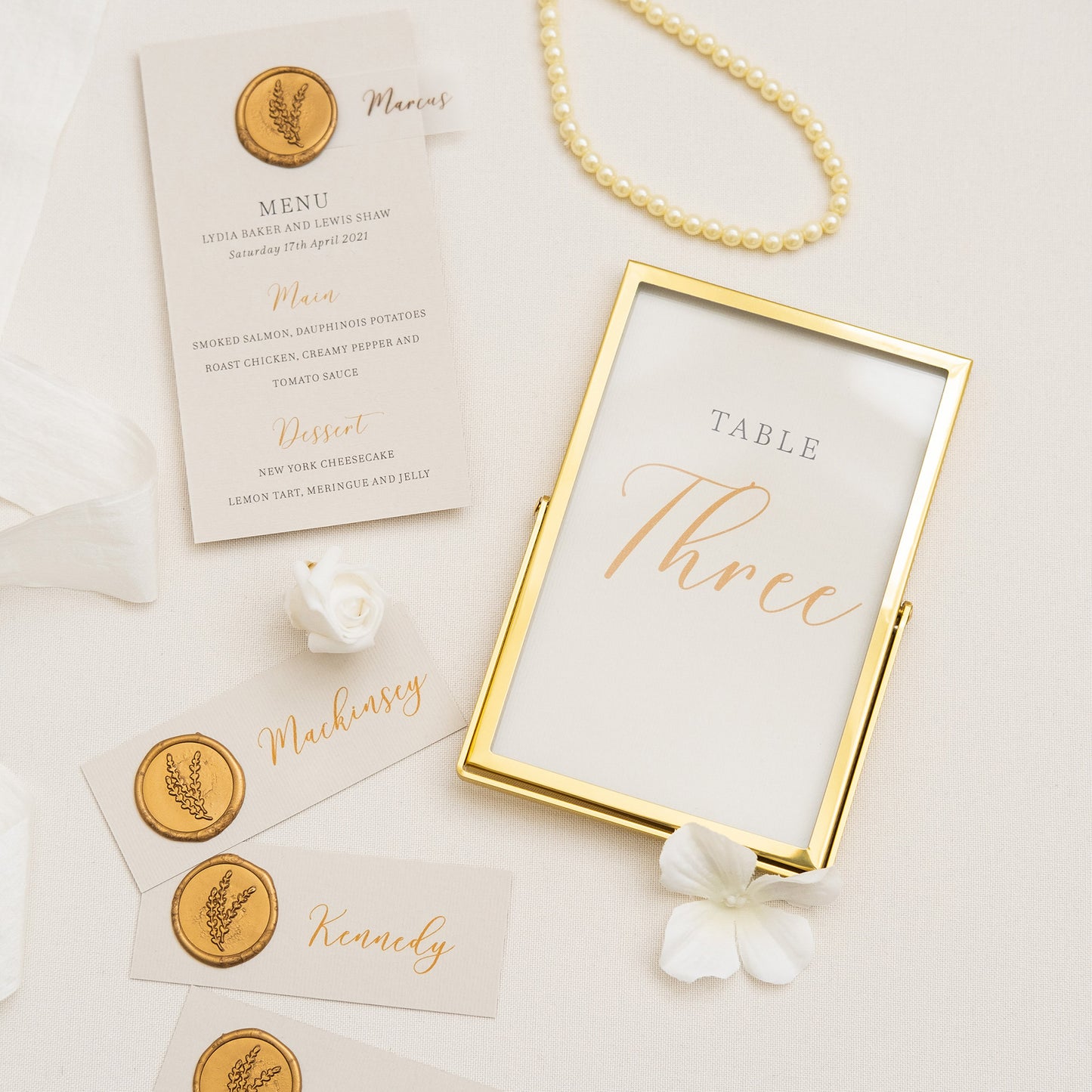 Champagne and Cashmere Gold Table Number