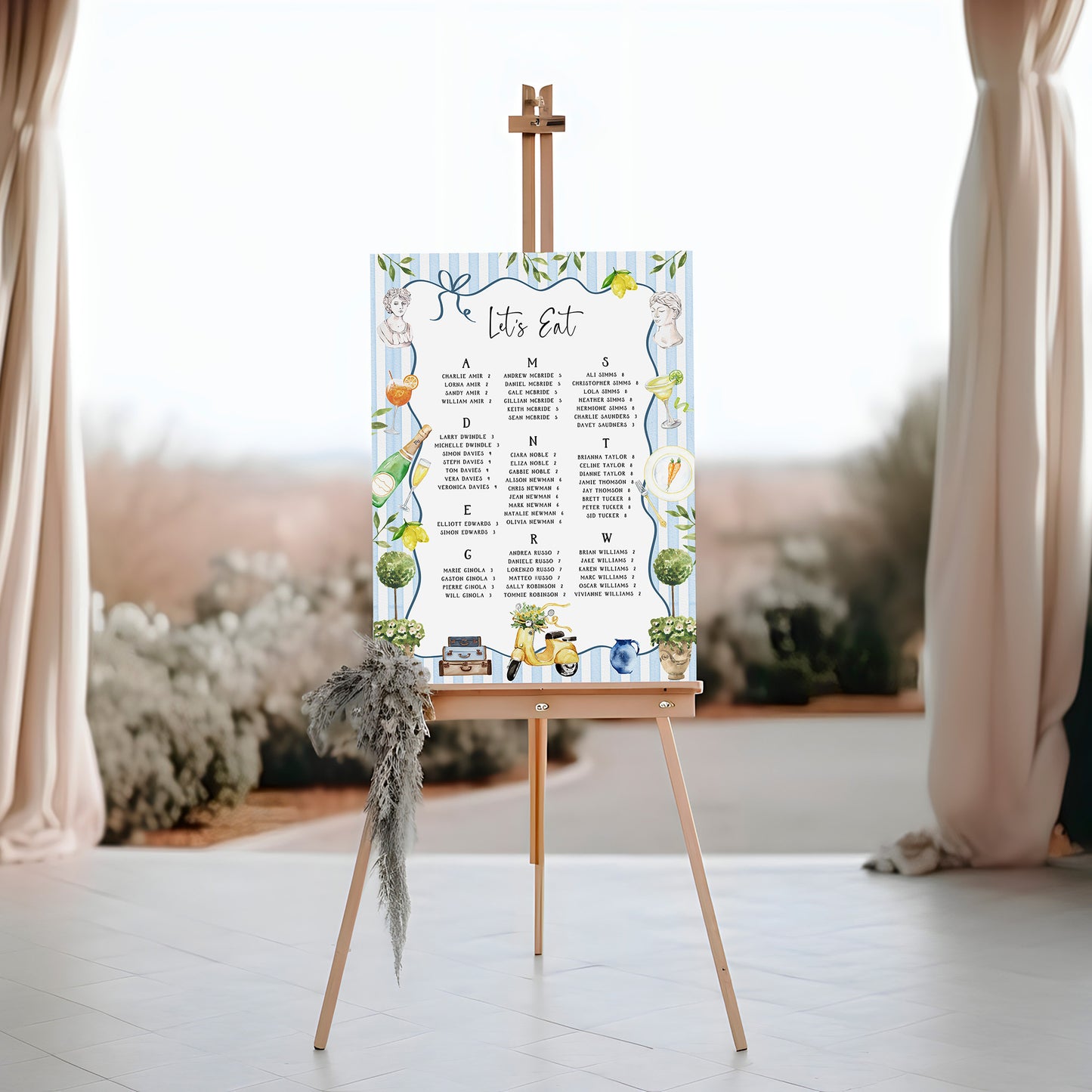Italian Destination Wedding Table Plan