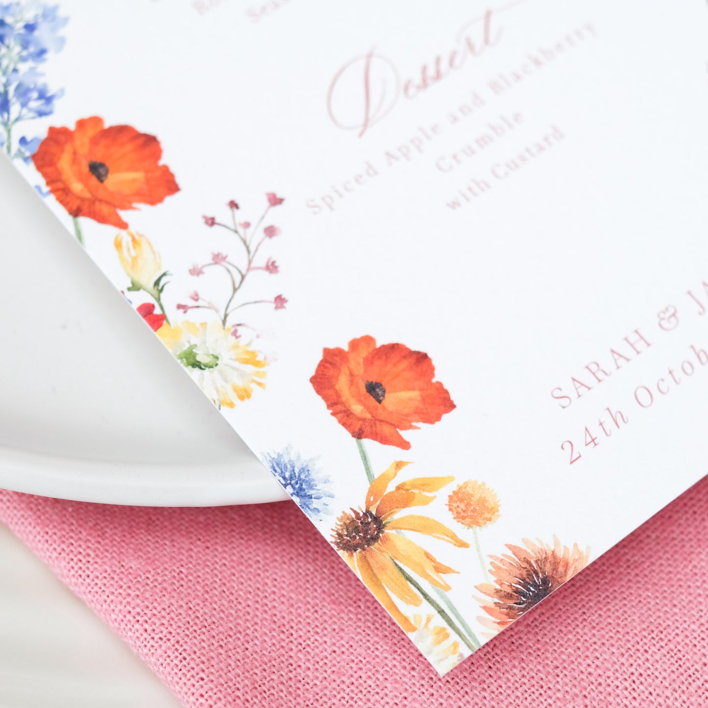 autumnal wildflower floral wedding menu