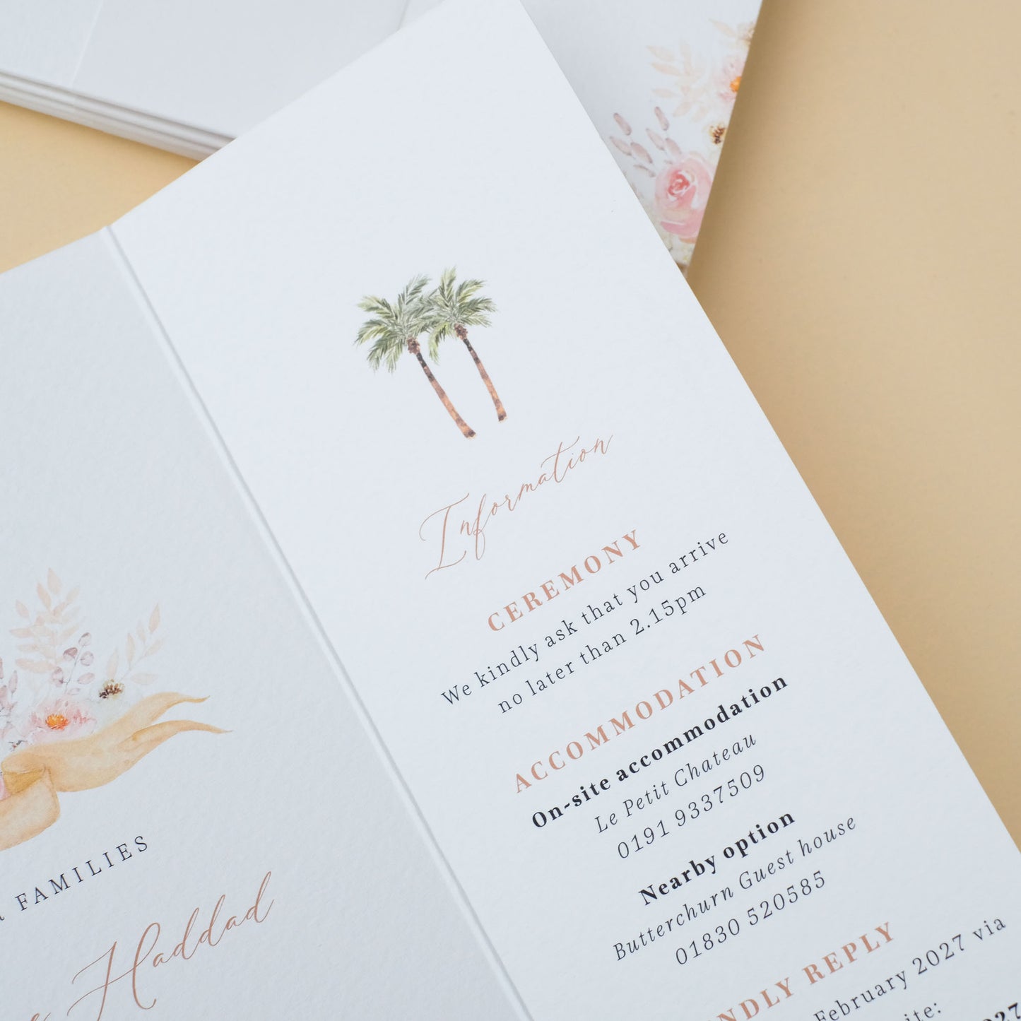 Le petit chateau wedding invitations, Northumberland
