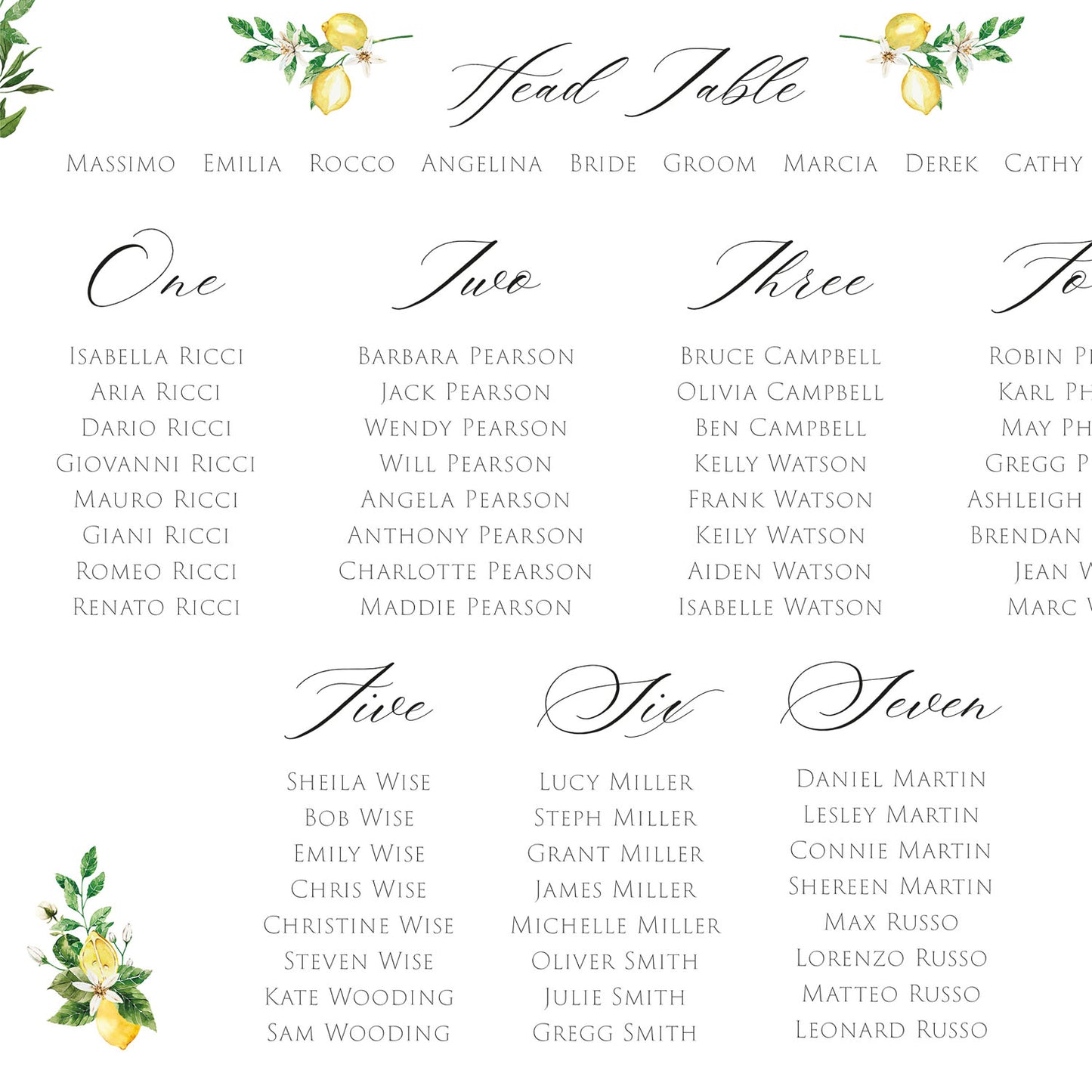 Lemons Table Plan With Venue Illustration