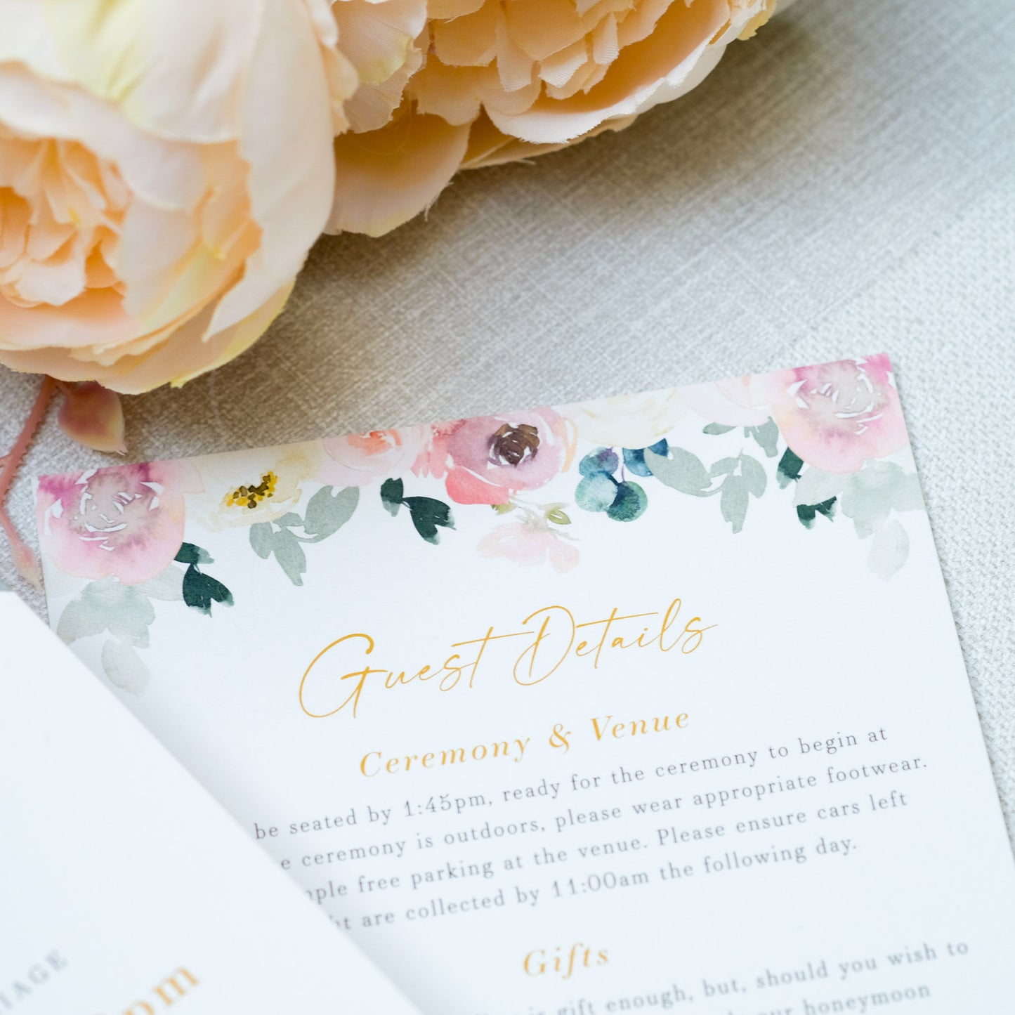 Painterly style floral rose wedding invitations