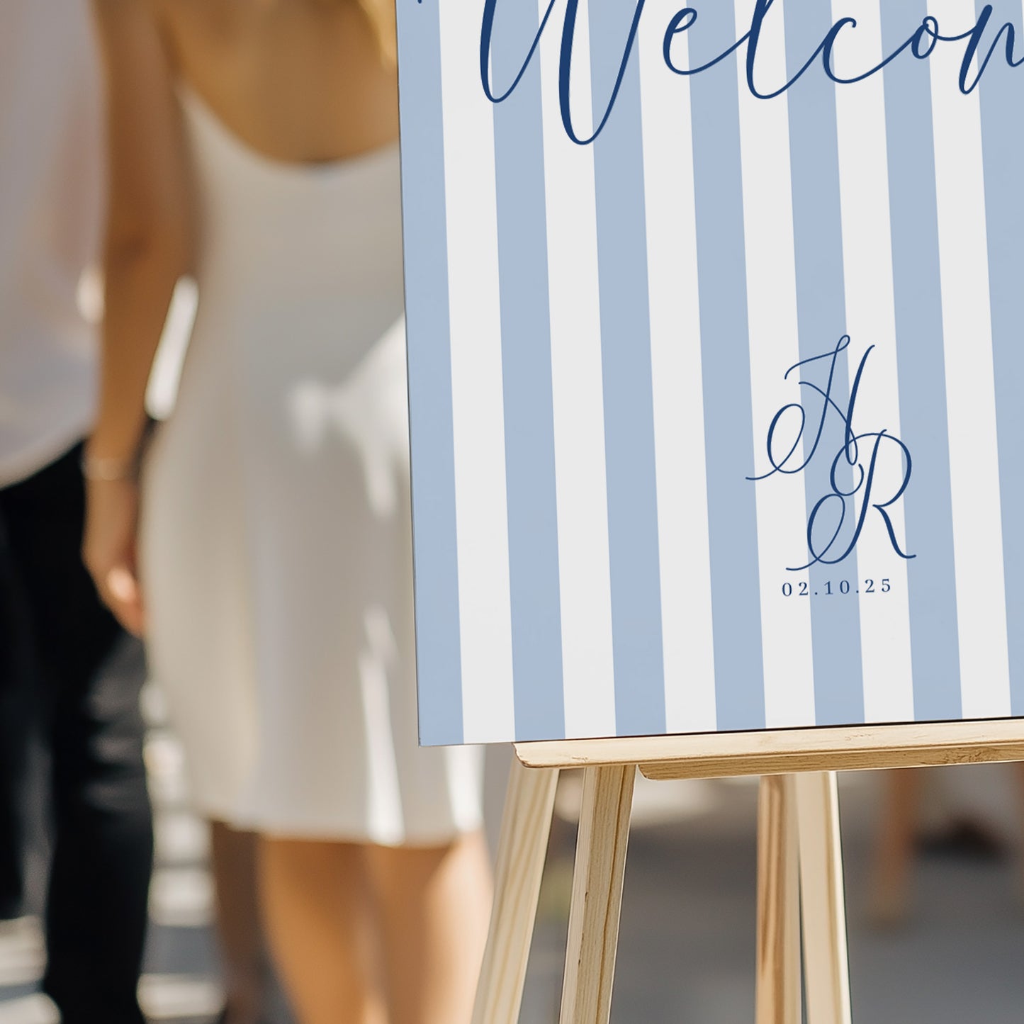 Coastal Welcome Sign with Stripes