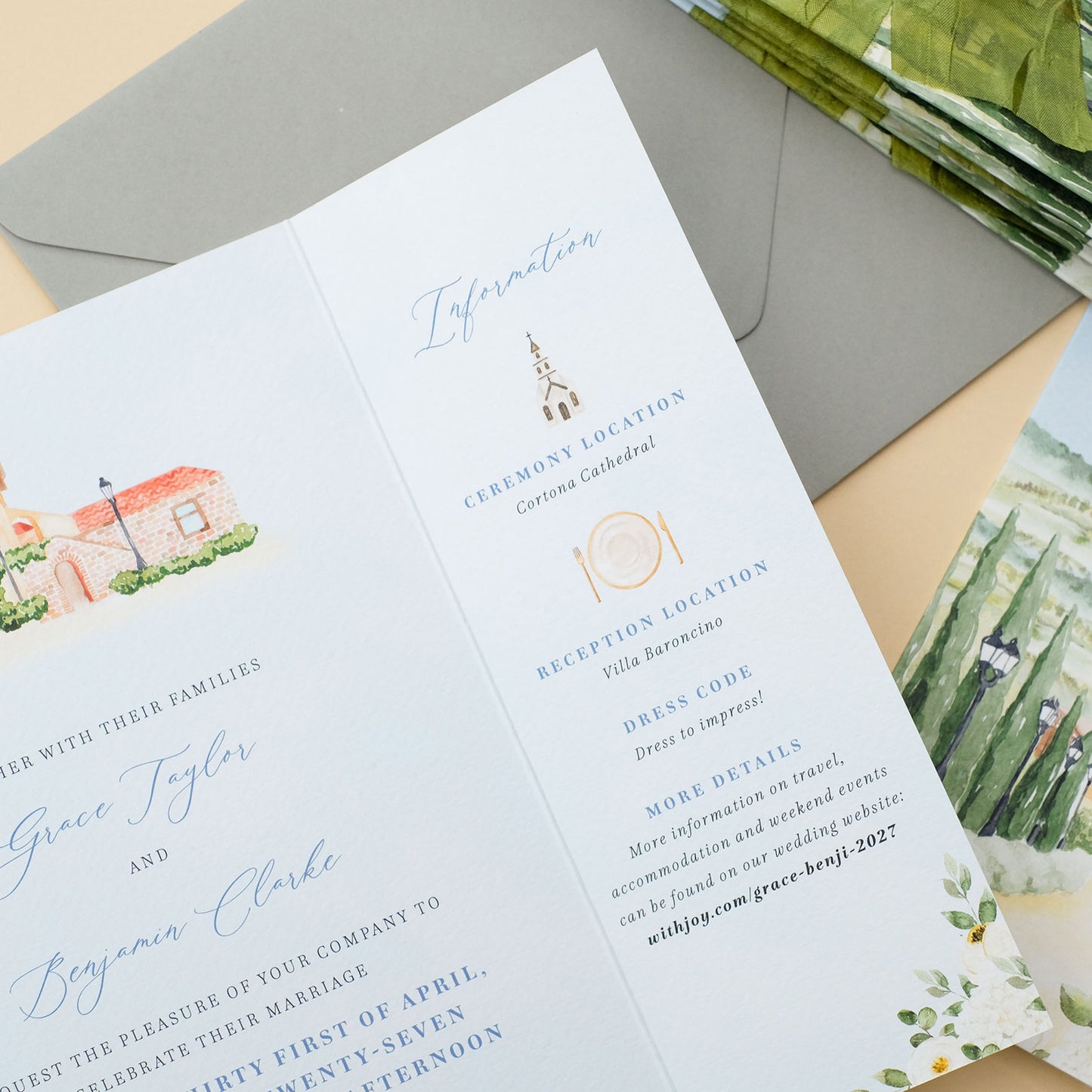 Villa Baroncino wedding invitation Italy