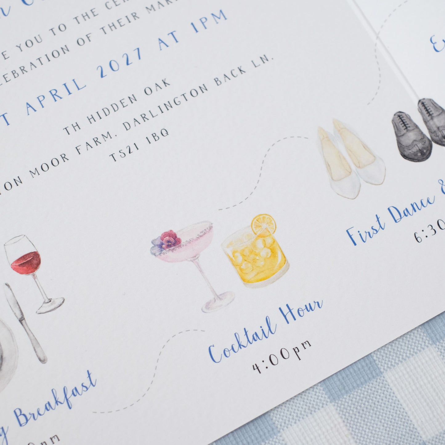 wildflower wedding invitation with ribbon and wax seal
