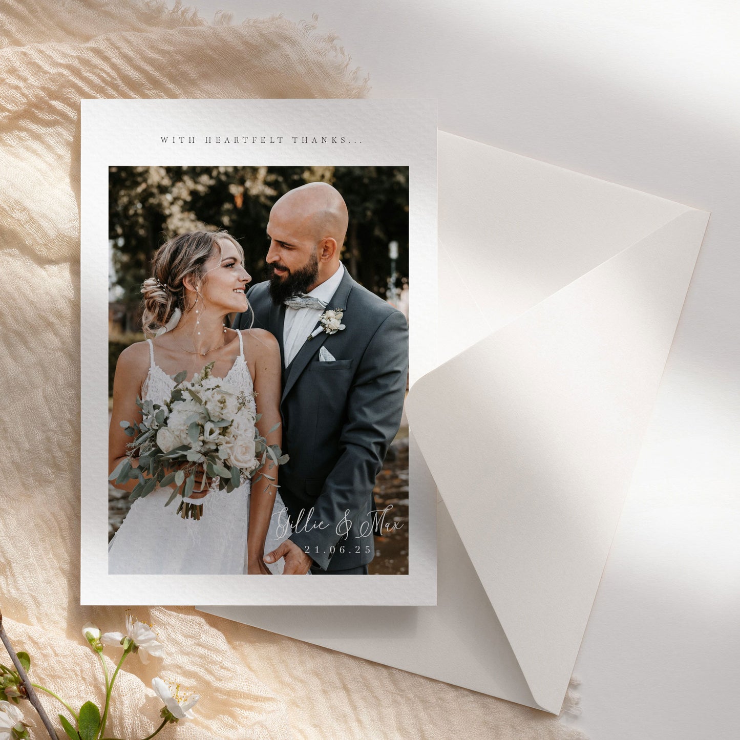 Personalised Wedding Thank You Card with Photo
