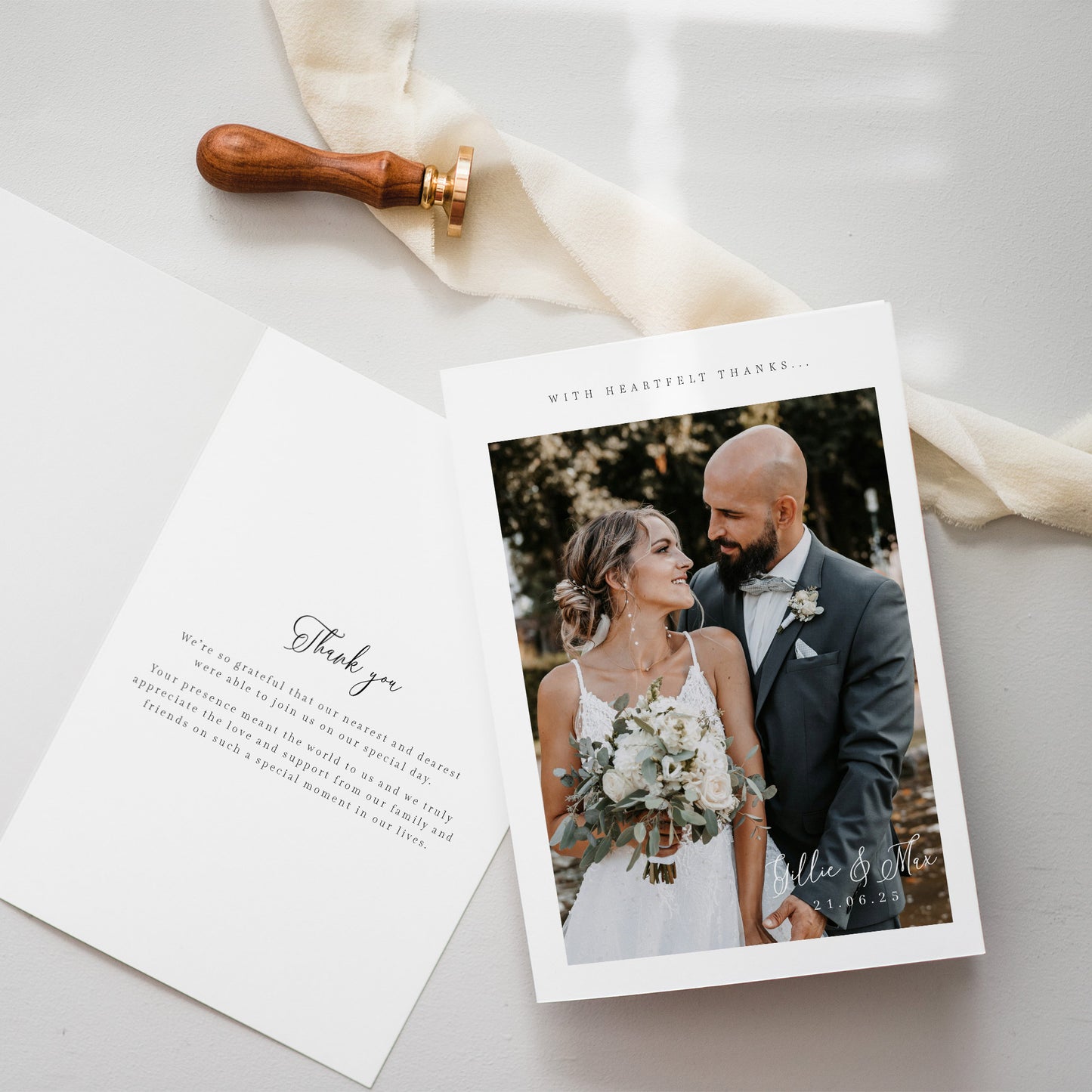 Personalised Wedding Thank You Card with Photo