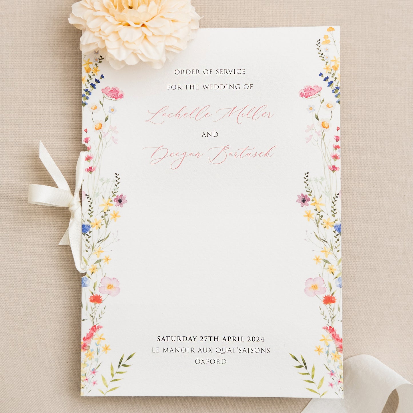 Wedding Booklet Order Of Service With Wildflowers