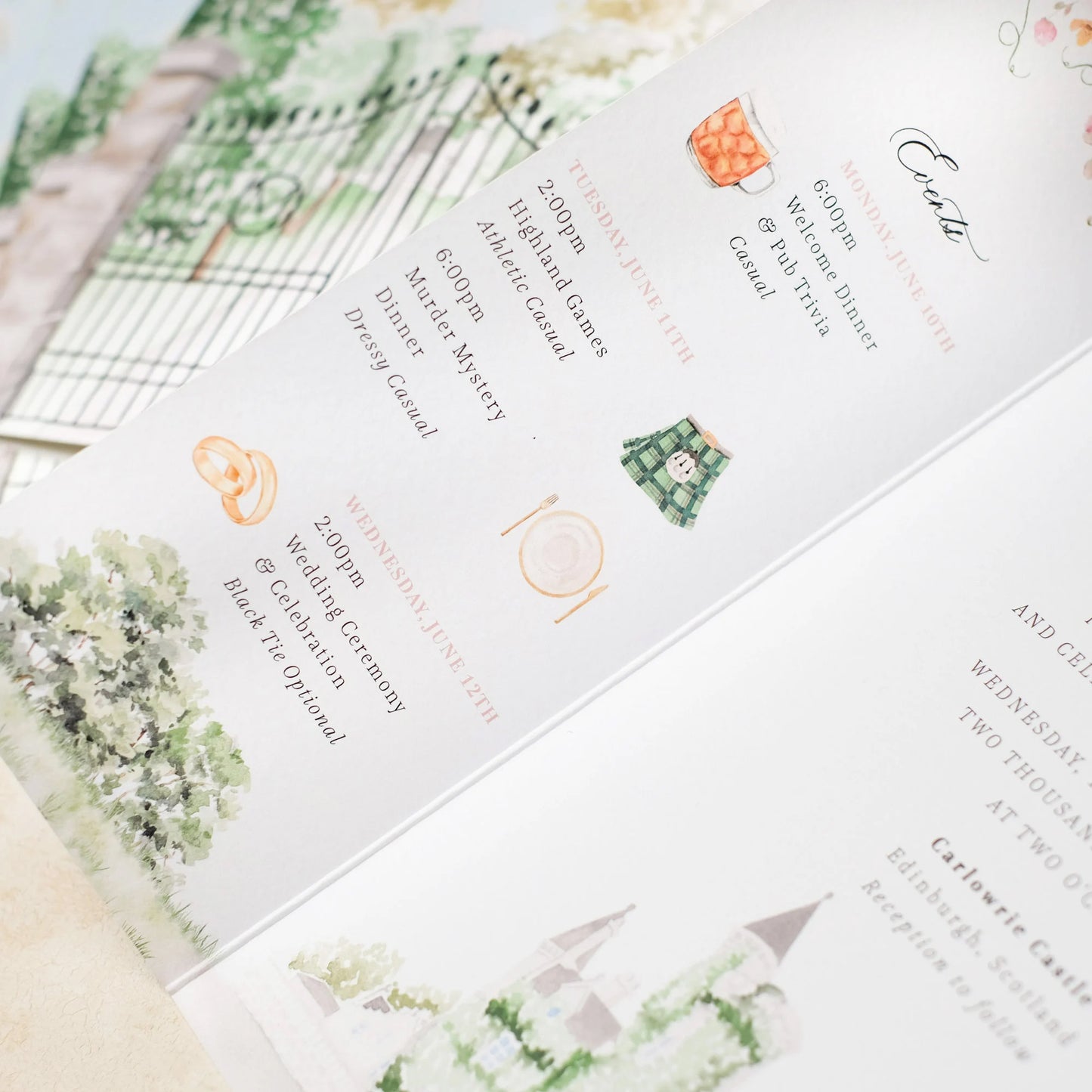 Wax Seal Watercolour Castle Invitation