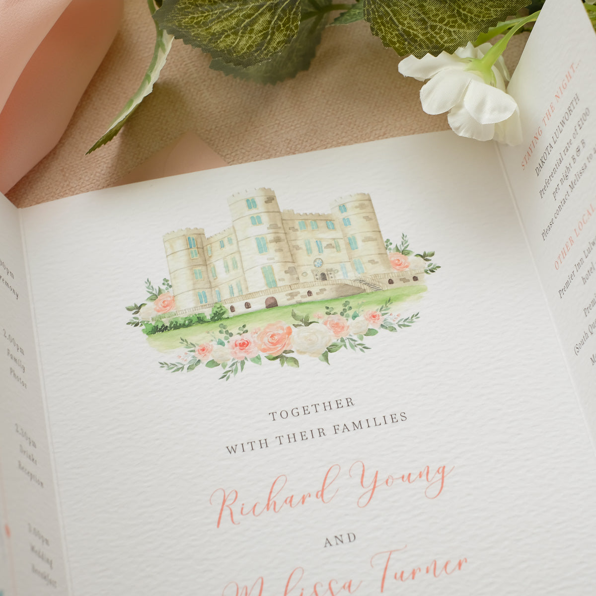 Lulworth Castle Wedding Invitation Folded