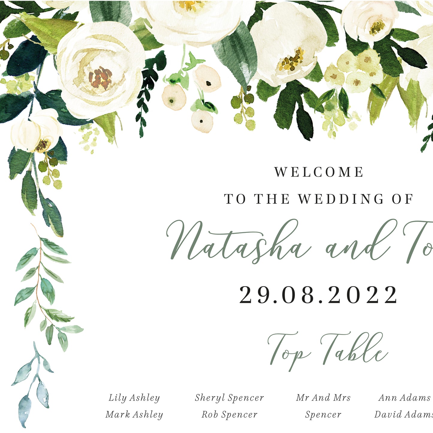 Green Foliage Floral Table Plan