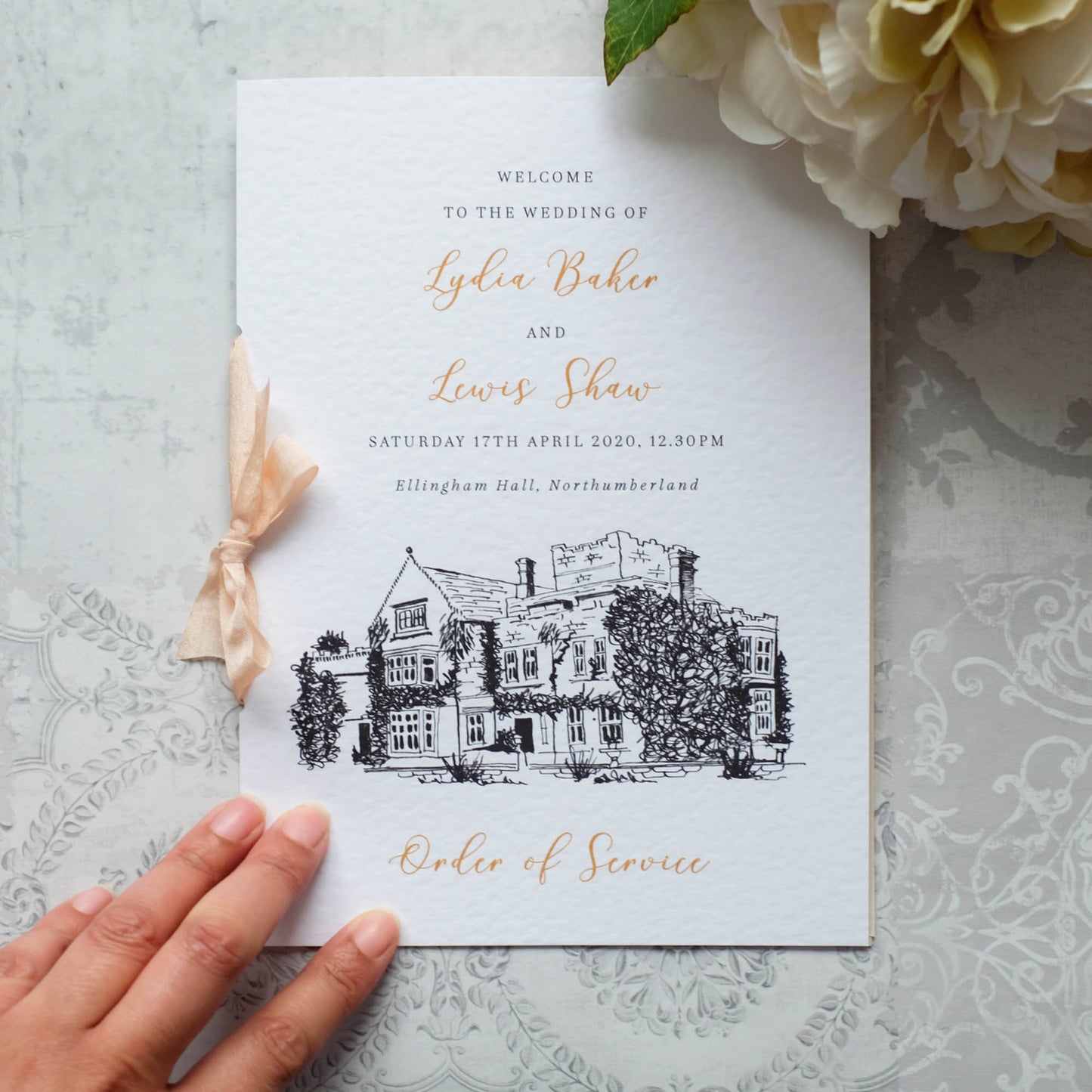 Order Of Service Booklet With Ink Drawing