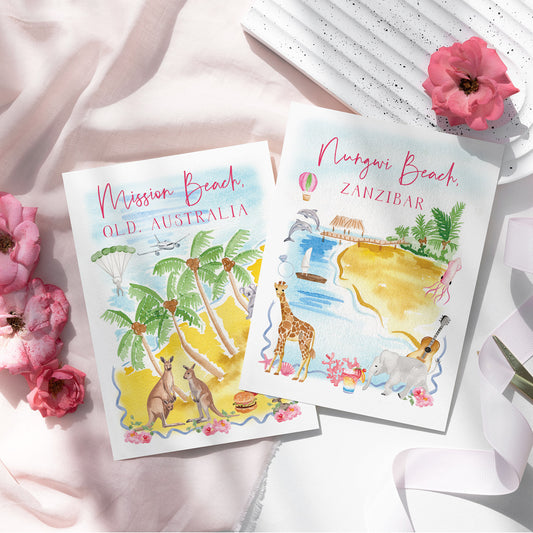 Wedding Stationery with Hand Painted Illustrations