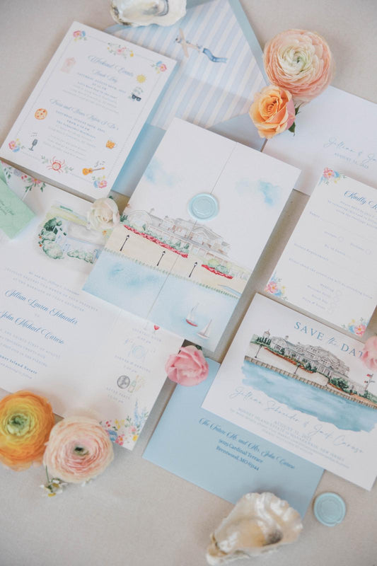 Custom Bonnet Island Estate Wedding Invitations