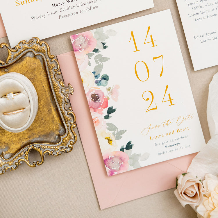 Sage and Blush Floral Stationery