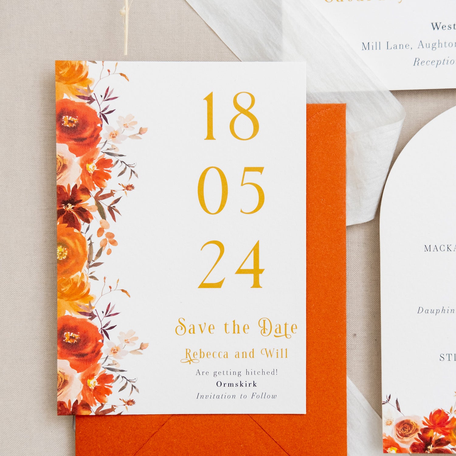 Burnt Orange Wedding Invitations