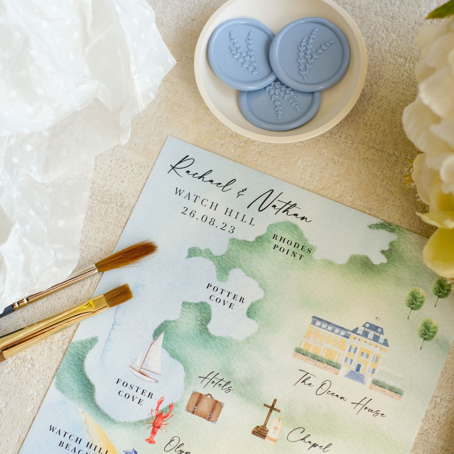 Watercolour Wedding Maps