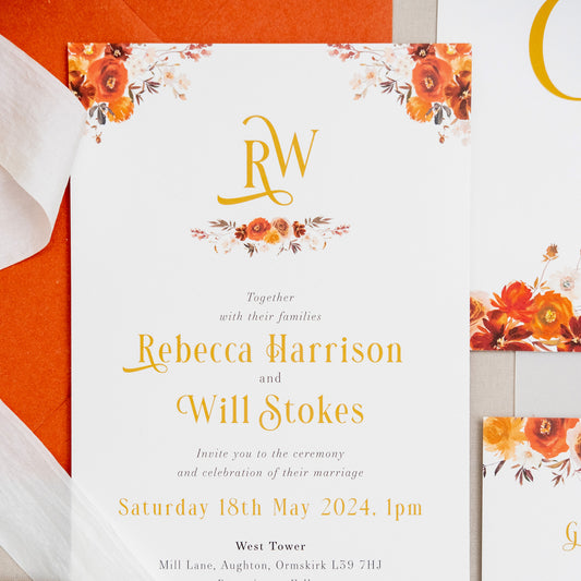 Burnt Orange Wedding Invitation