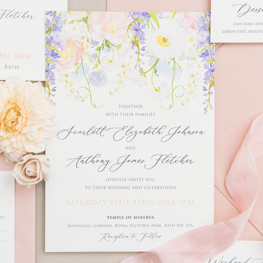 Whimsical | Garden Flowers Wedding Invitation Set