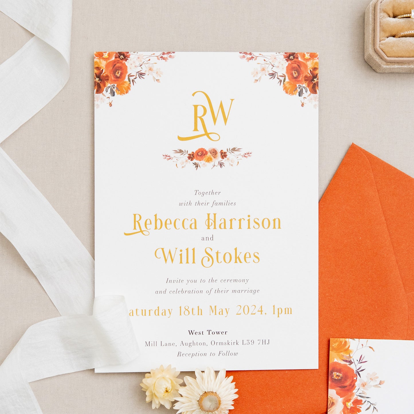 Burnt Orange Wedding Invitation