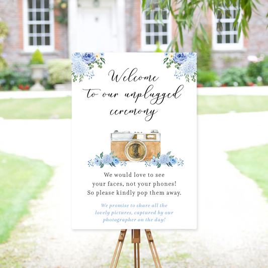 Blue Hydrangeas Unplugged Sign