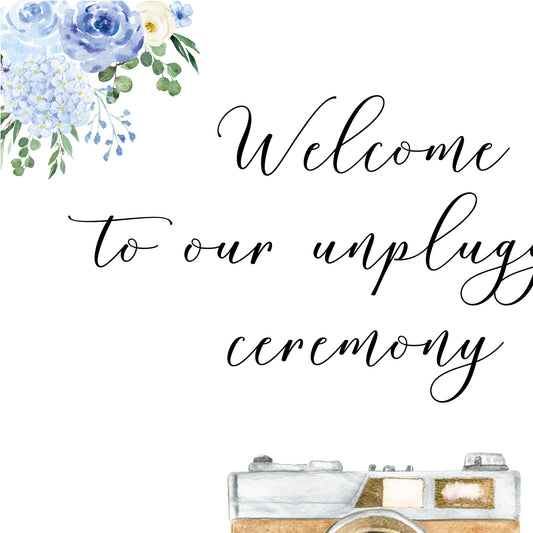Blue Hydrangeas Unplugged Sign
