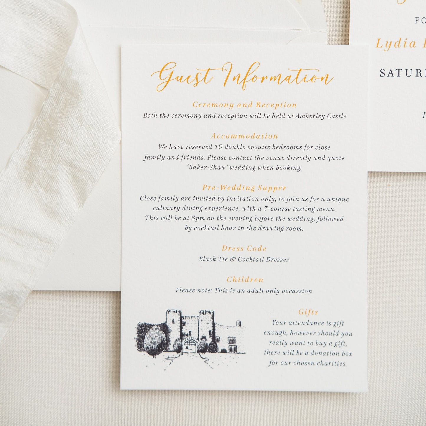 Guest Information Card With Venue Illustration