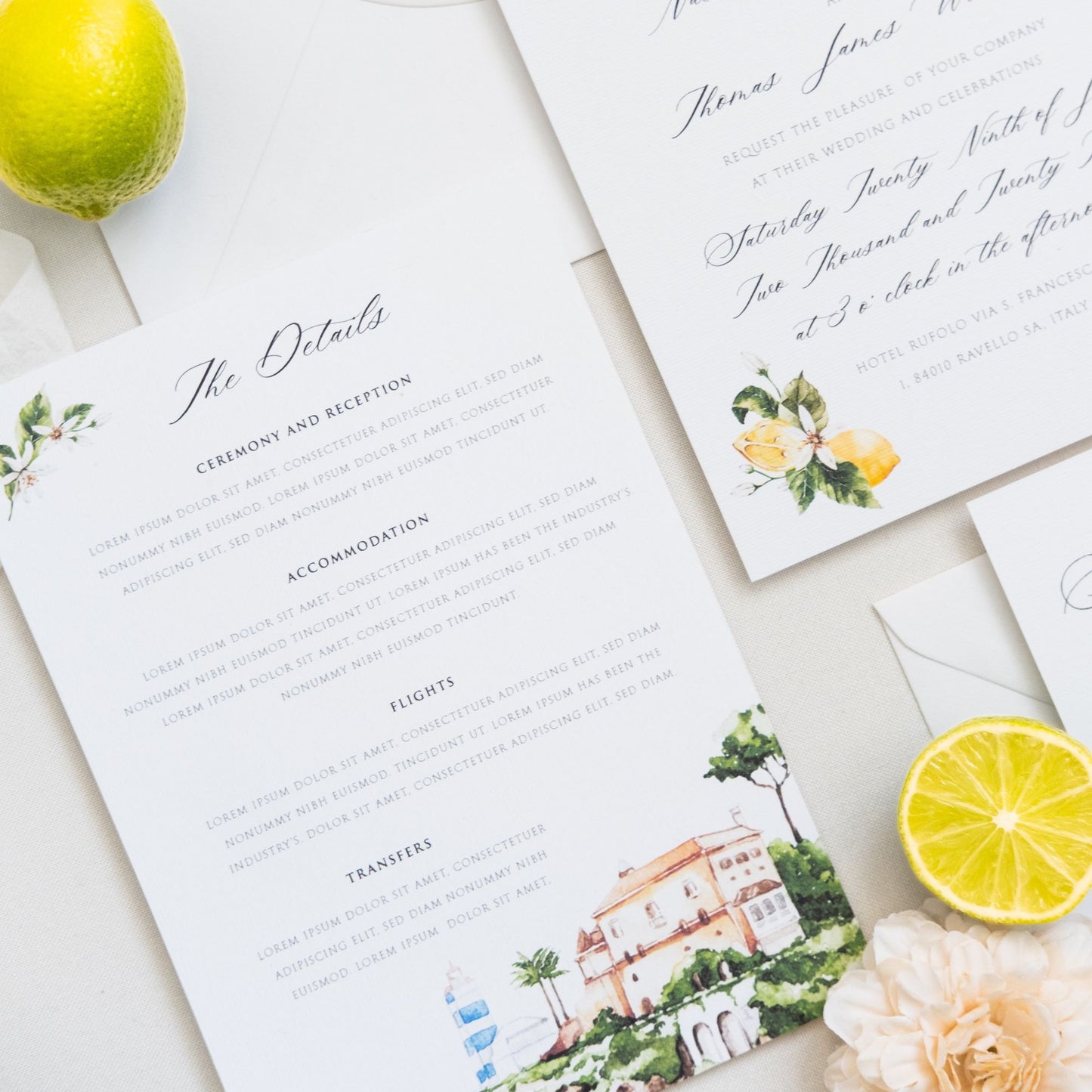 Mediterranean Lemons Wedding Invitation Set