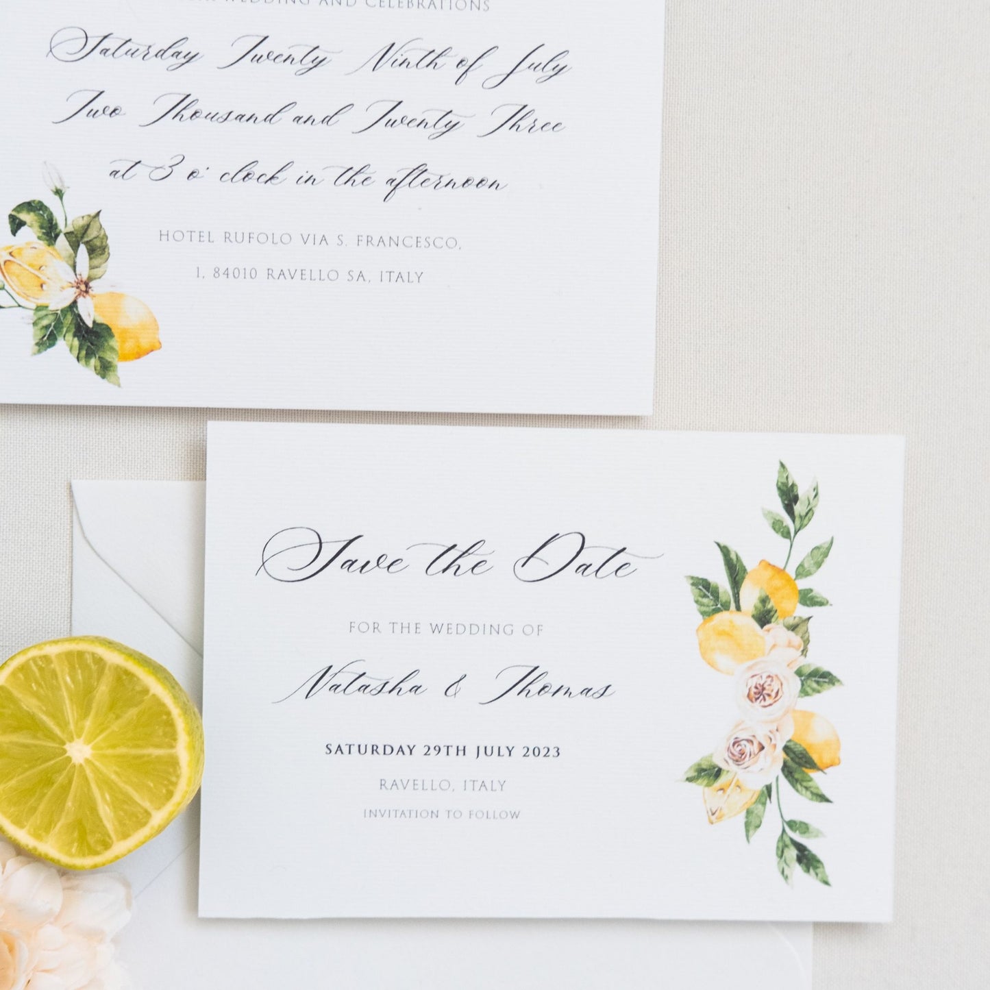 Mediterranean Lemons Wedding Invitation Set