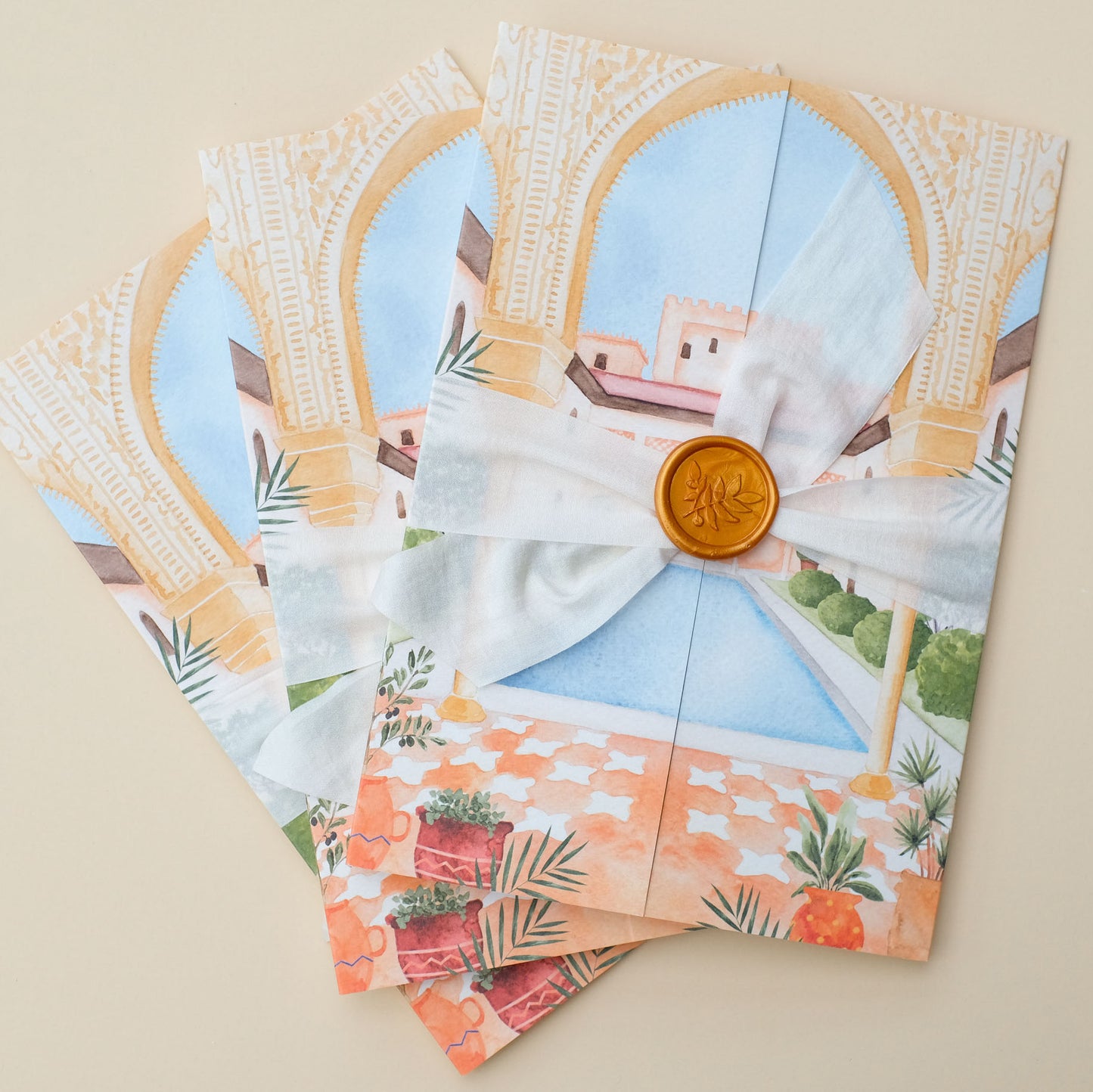 Marrakesh wedding invitation with envelope liners