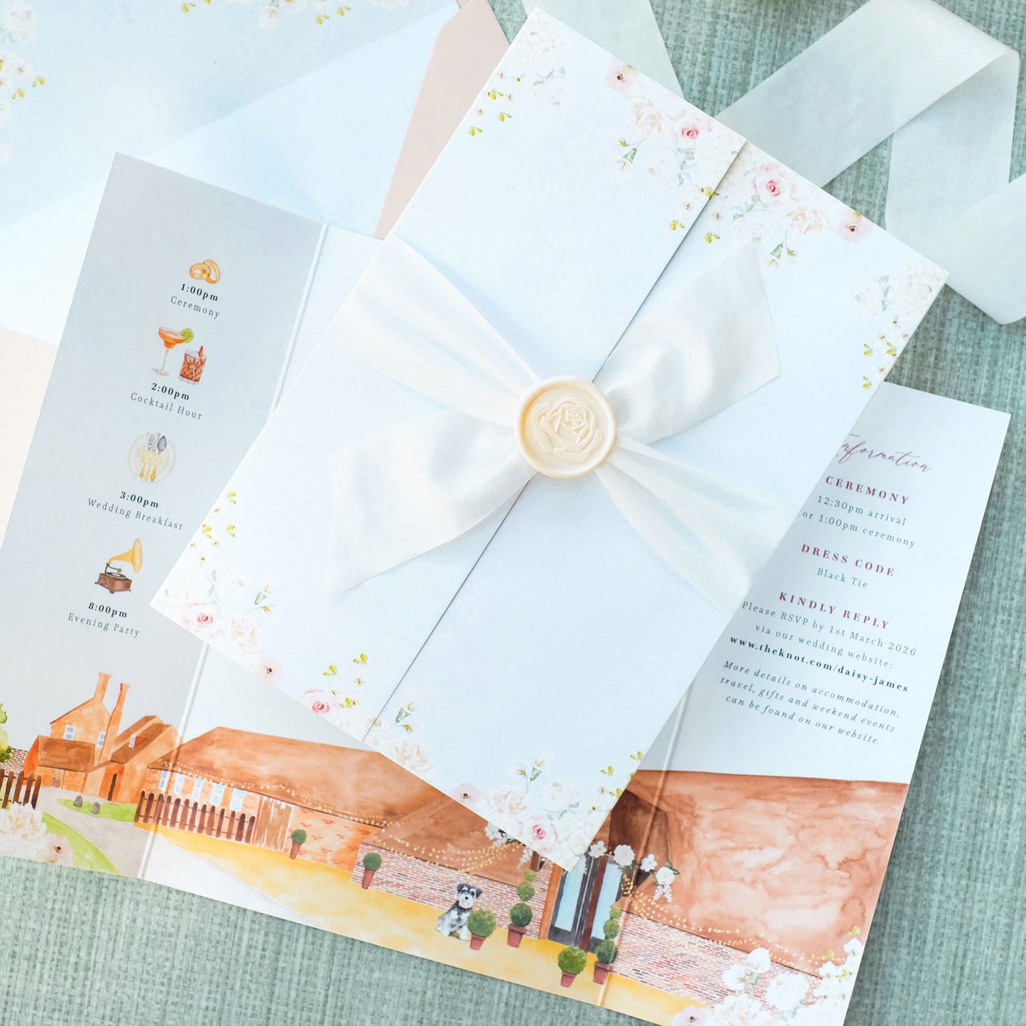 Barford Park barn wedding invitation