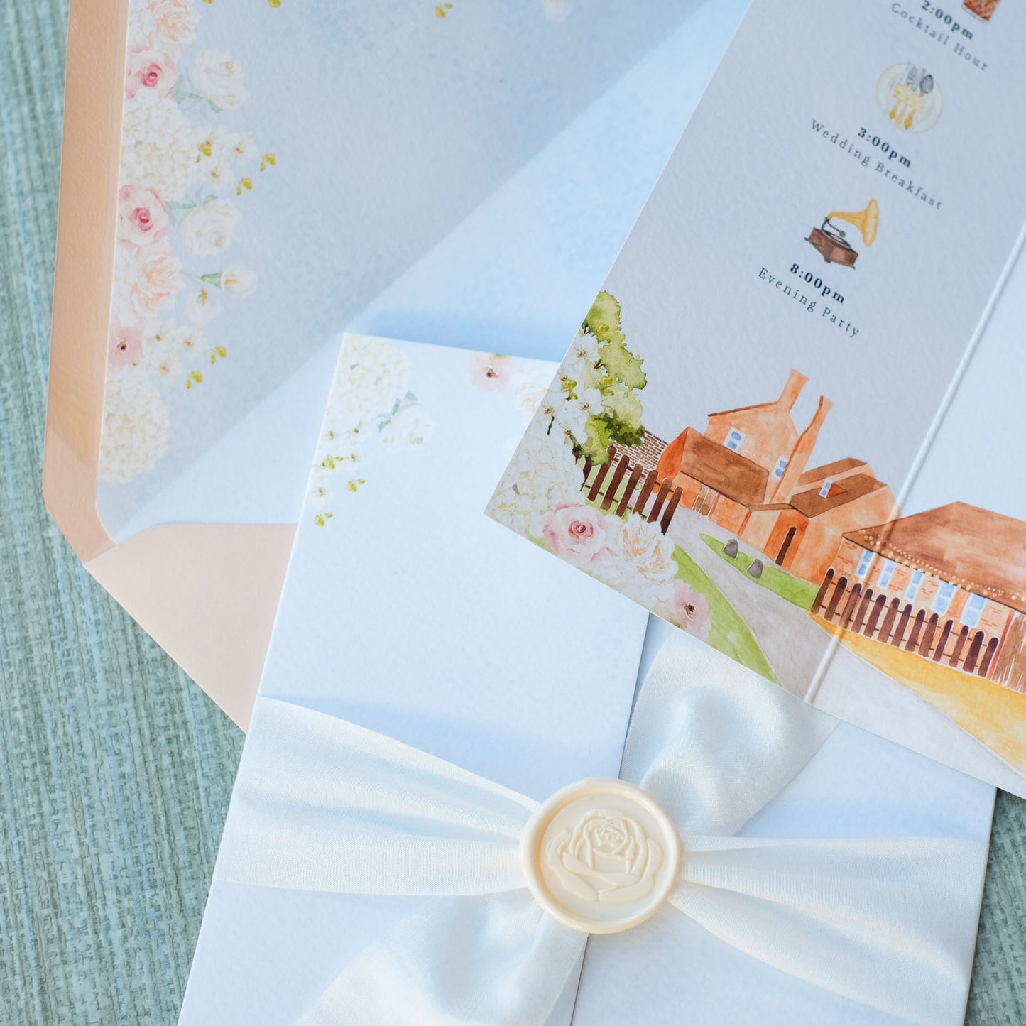 Barford Park barn wedding invitation