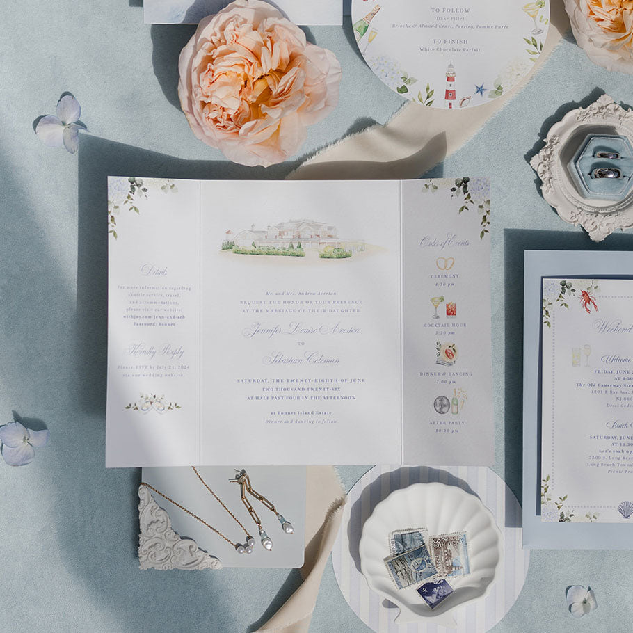Bonnet Island Coastal Wedding Invitation