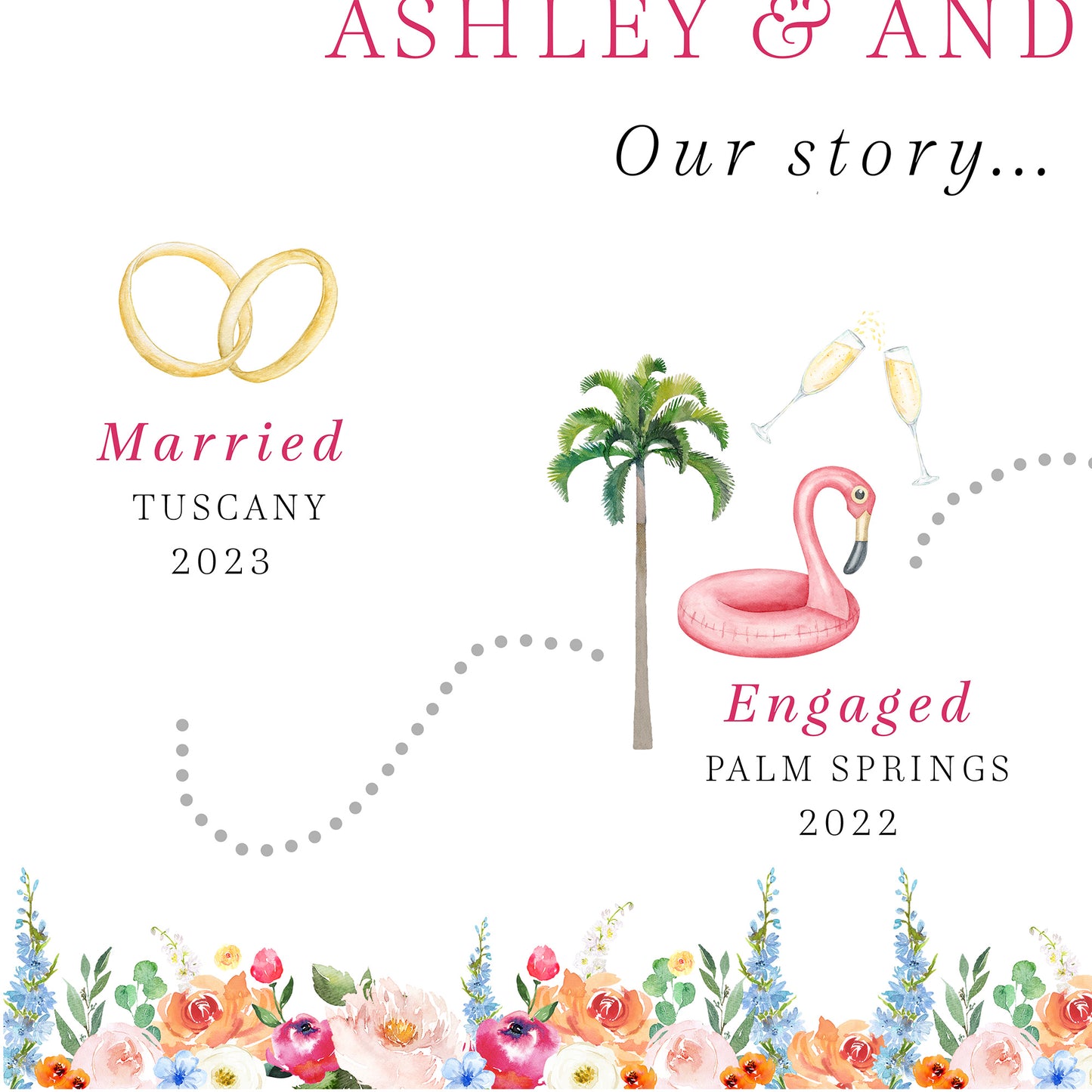 Pink Love Story Wedding Welcome Board