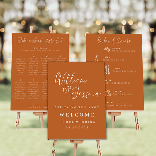 burnt orange wedding sign bundle table plan welcome sign order of events