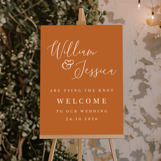 wedding welcome sign burnt orange