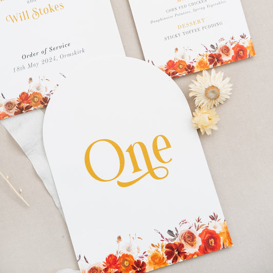 Burnt Orange Table Numbers