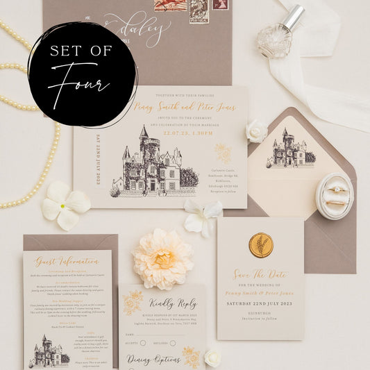 Champagne & Cashmere | Castle Wedding Invitation Set