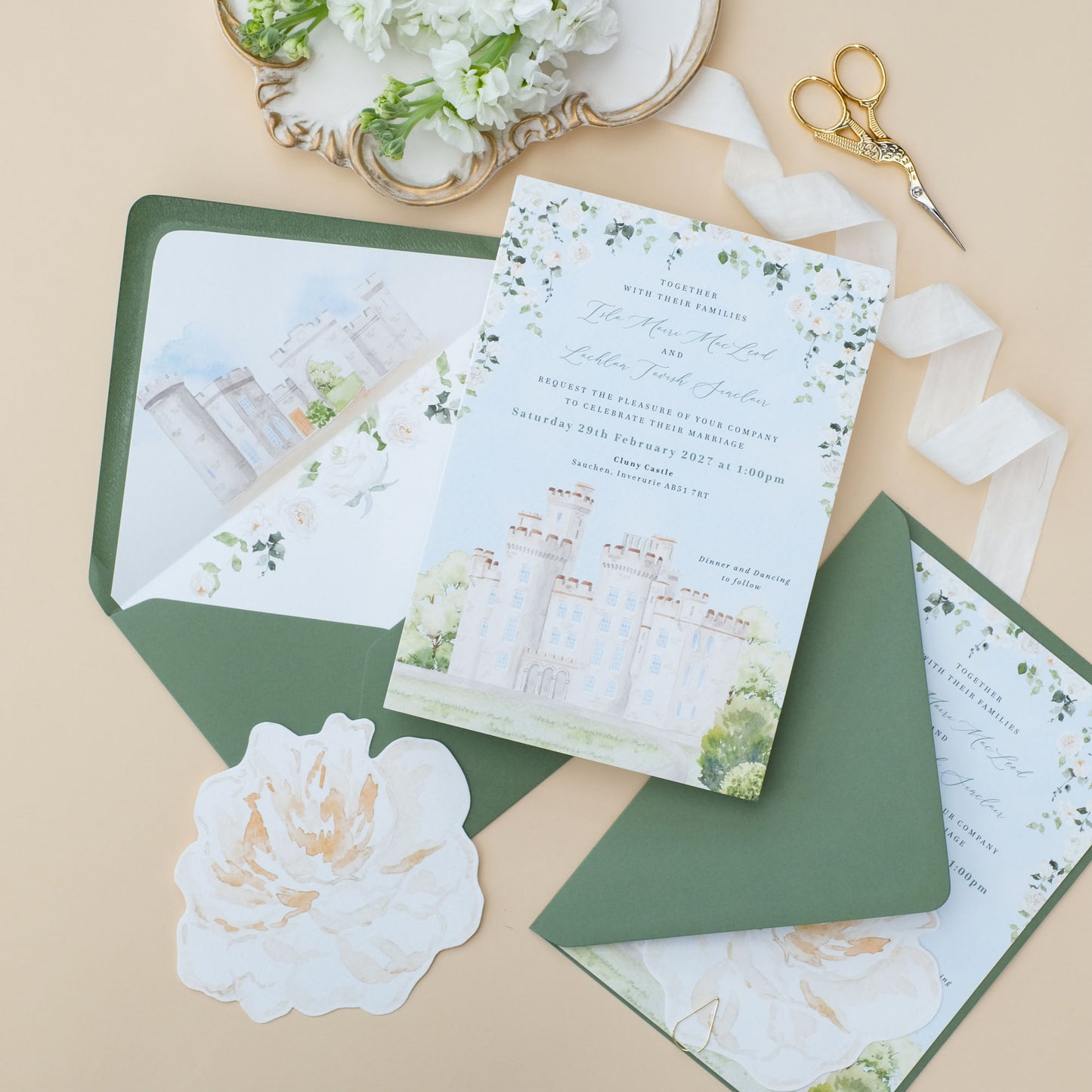 Cluny Castle Wedding Invitation