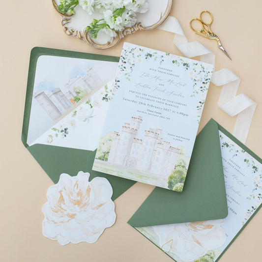 Cluny Castle Wedding Invitation