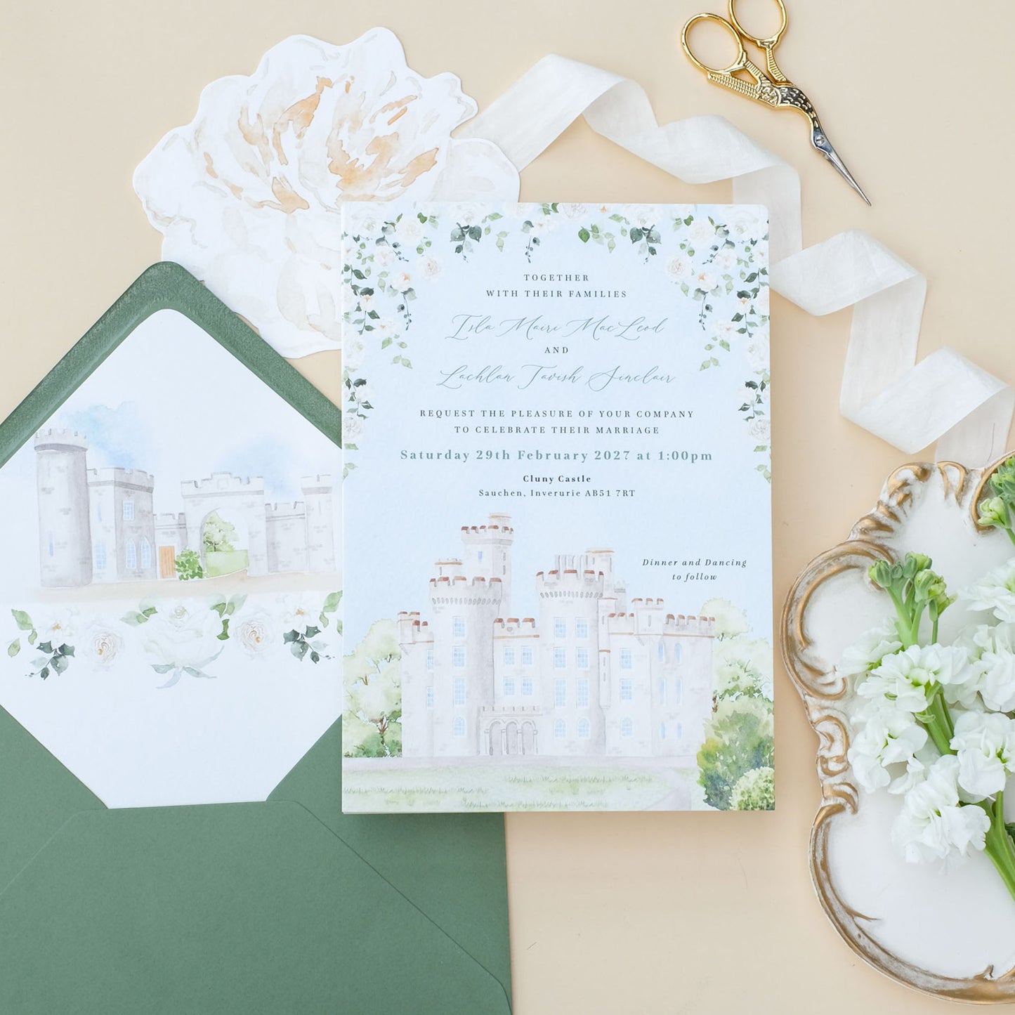 Cluny Castle Wedding Invitation
