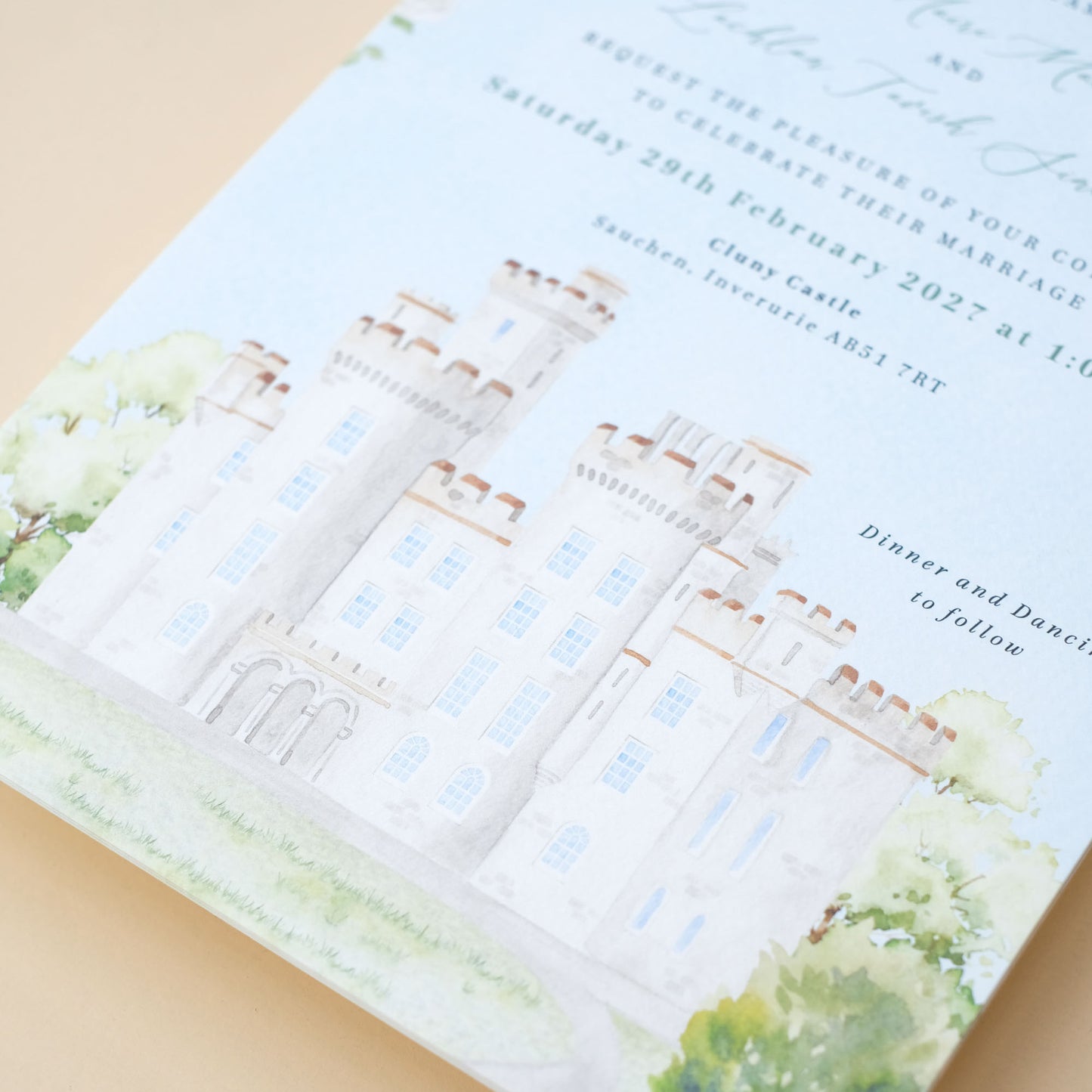 Cluny Castle Wedding Invitation