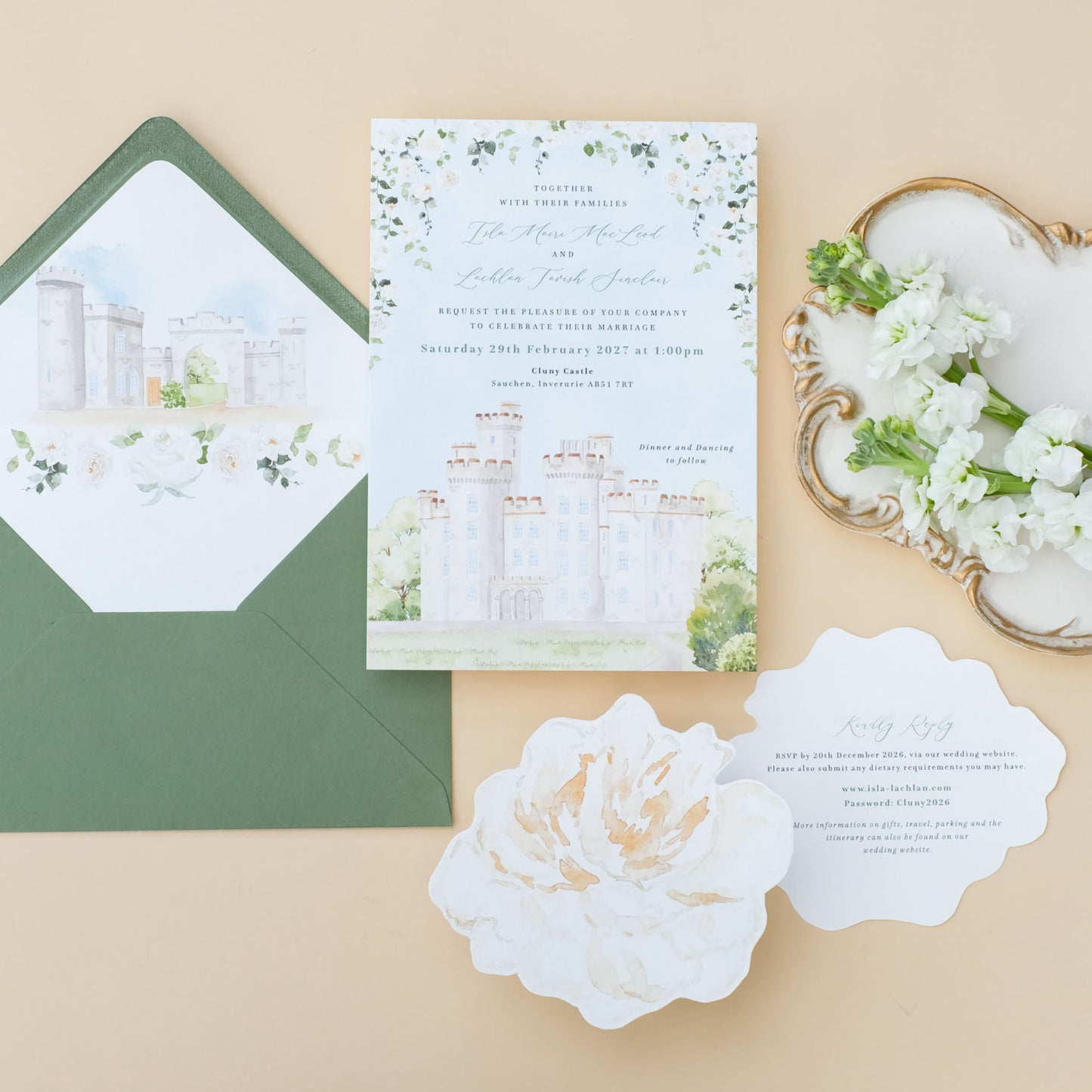 Cluny Castle Wedding Invitation
