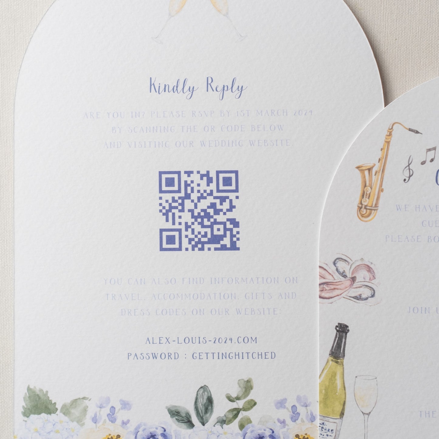 Coastal RSVP card with QR code