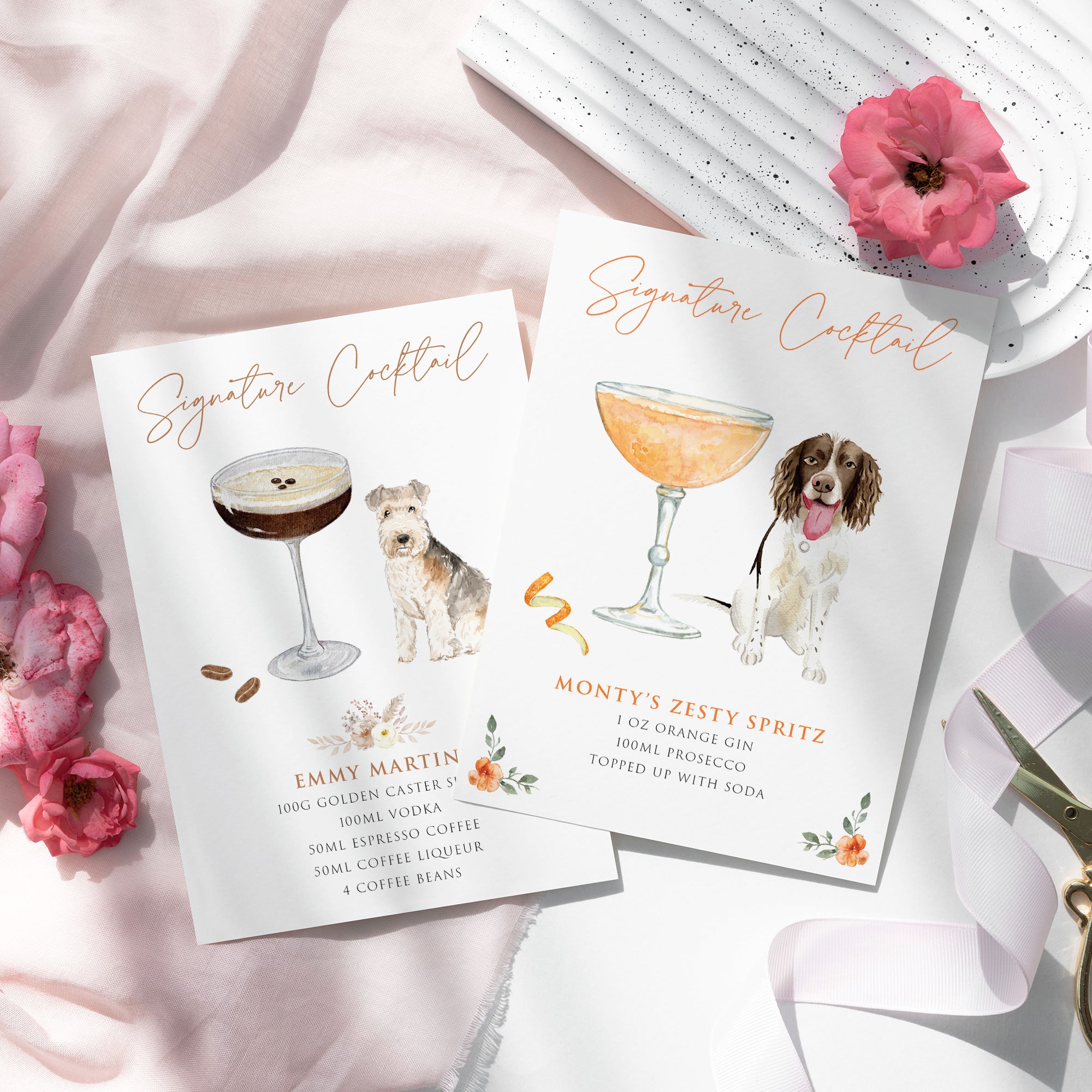 Signature Cocktail Sign with Dogs – Splendid Swan